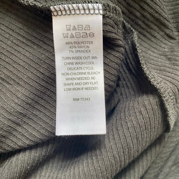 Rachel Zoe Black Midi Dress L Ribbed Knit Ruched Side Sleeveless Bodycon Stretch - Picture 8 of 8